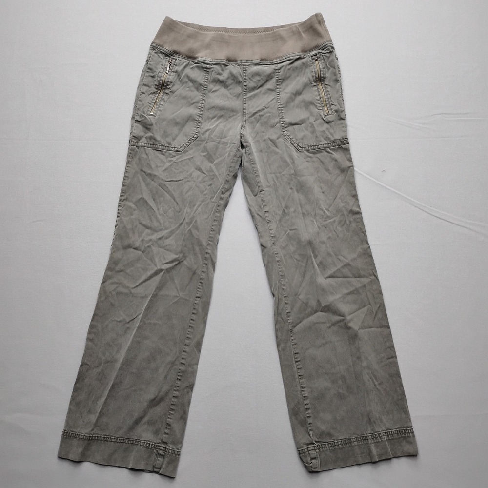 Orvis Womens Size 8 Gray Wide Leg Pull On Pants Tencel Cotton Stretch